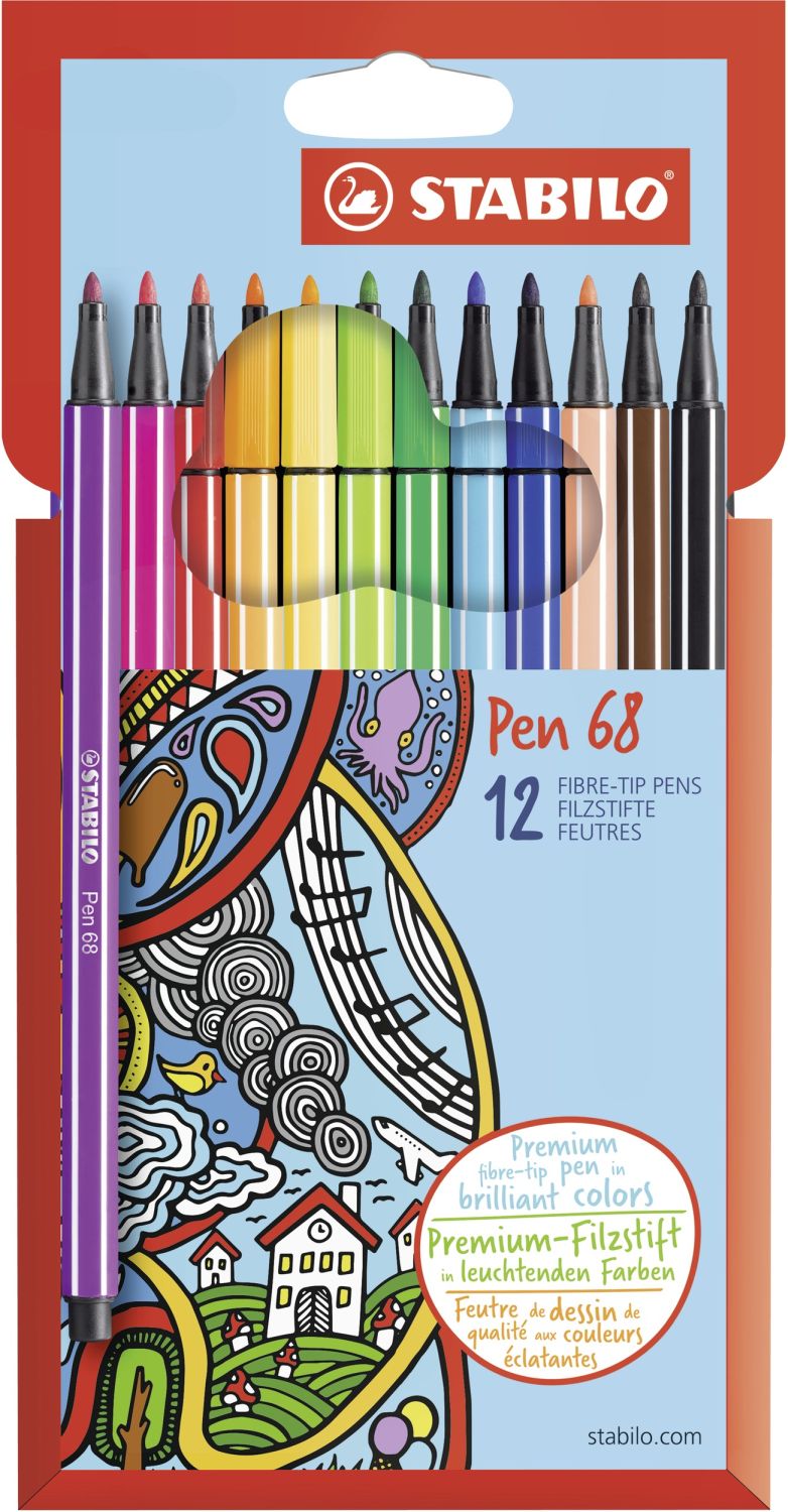 Premium-Filzstift - Pen 68 - 12er Pack - mit 12 verschiedenen Farben