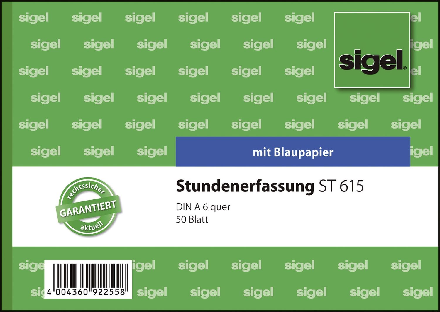 Stundenerfassung -  A6 quer, MP, BL, 50 Blatt