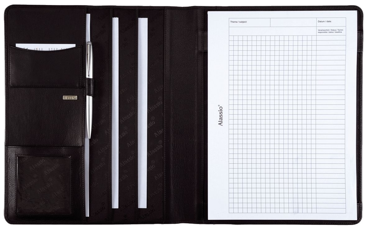 Konferenzmappe CREMONA - A4, Echt Leder, schwarz