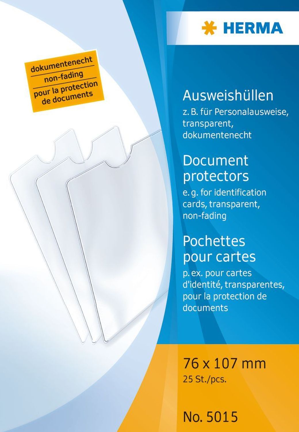 5015 Ausweishüllen - 76x107 mm für Personalausweise, geprägt, dokumentenecht