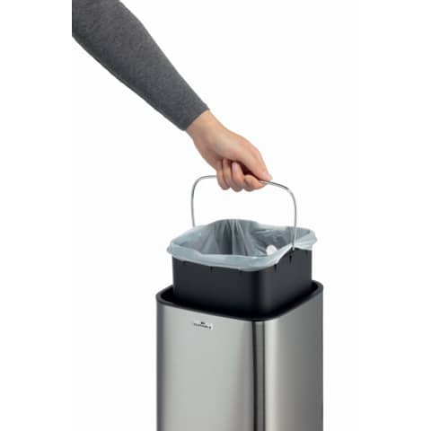 Mülleimer Durable NO TOUCH 342023, automatisch öffnet u. schließend, 6 Liter, Edelstahl, silber