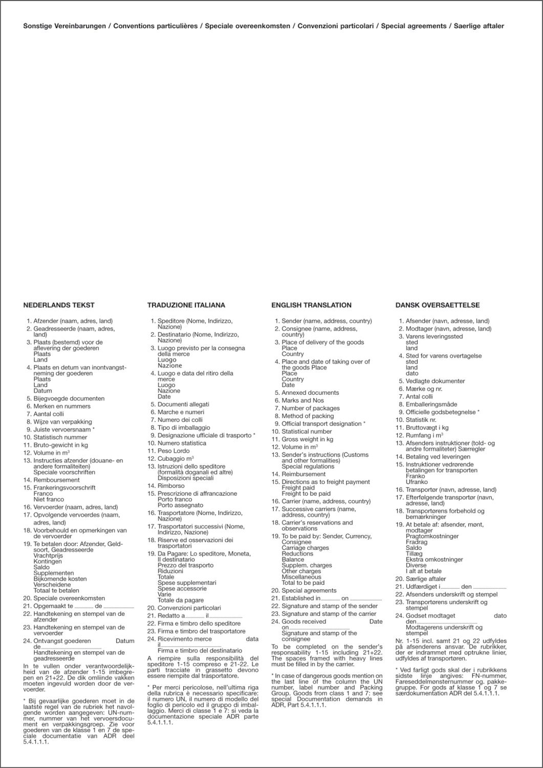 Internationaler Frachtbrief (CMR) - SD, 1 x 4 Blatt, DIN A4