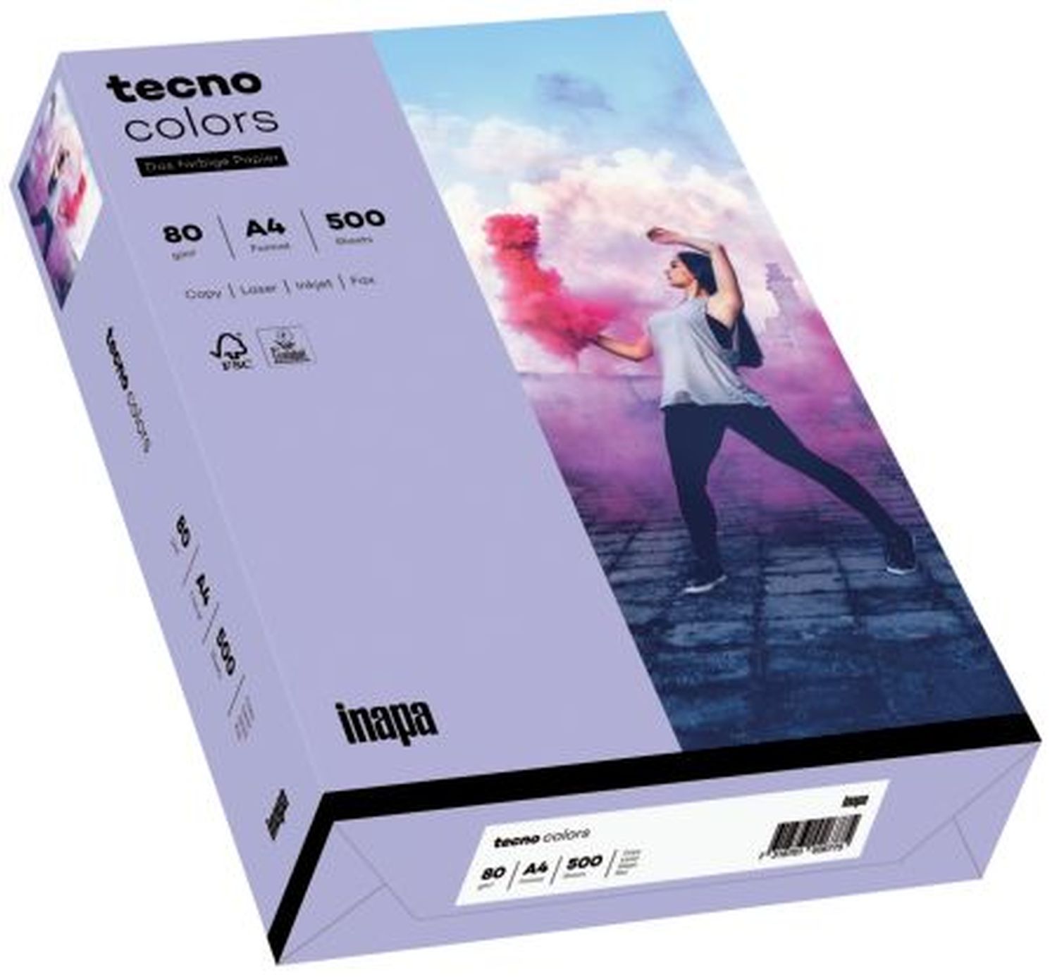 Kopierpapier Inapa tecno® colors 2100011422 DIN A4, 80 g/qm, violett, pastell, 500 Blatt