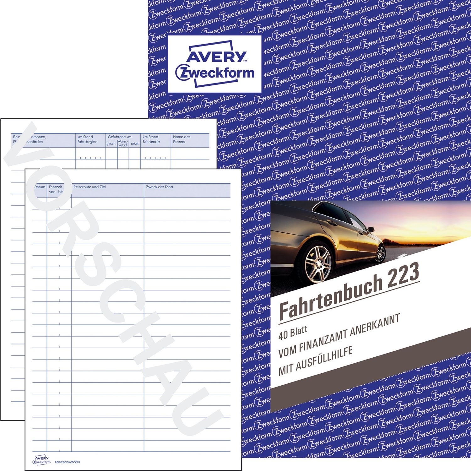 223 Fahrtenbuch - A5, steuerlicher km-Nachweis, 40 Blatt, weiß