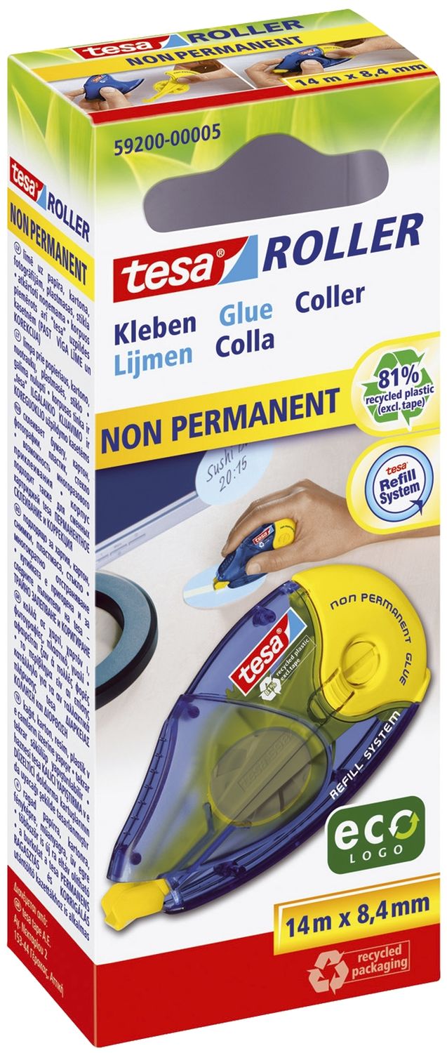 Kleberoller - non permanent, 14 m x 8,4 mm, blau