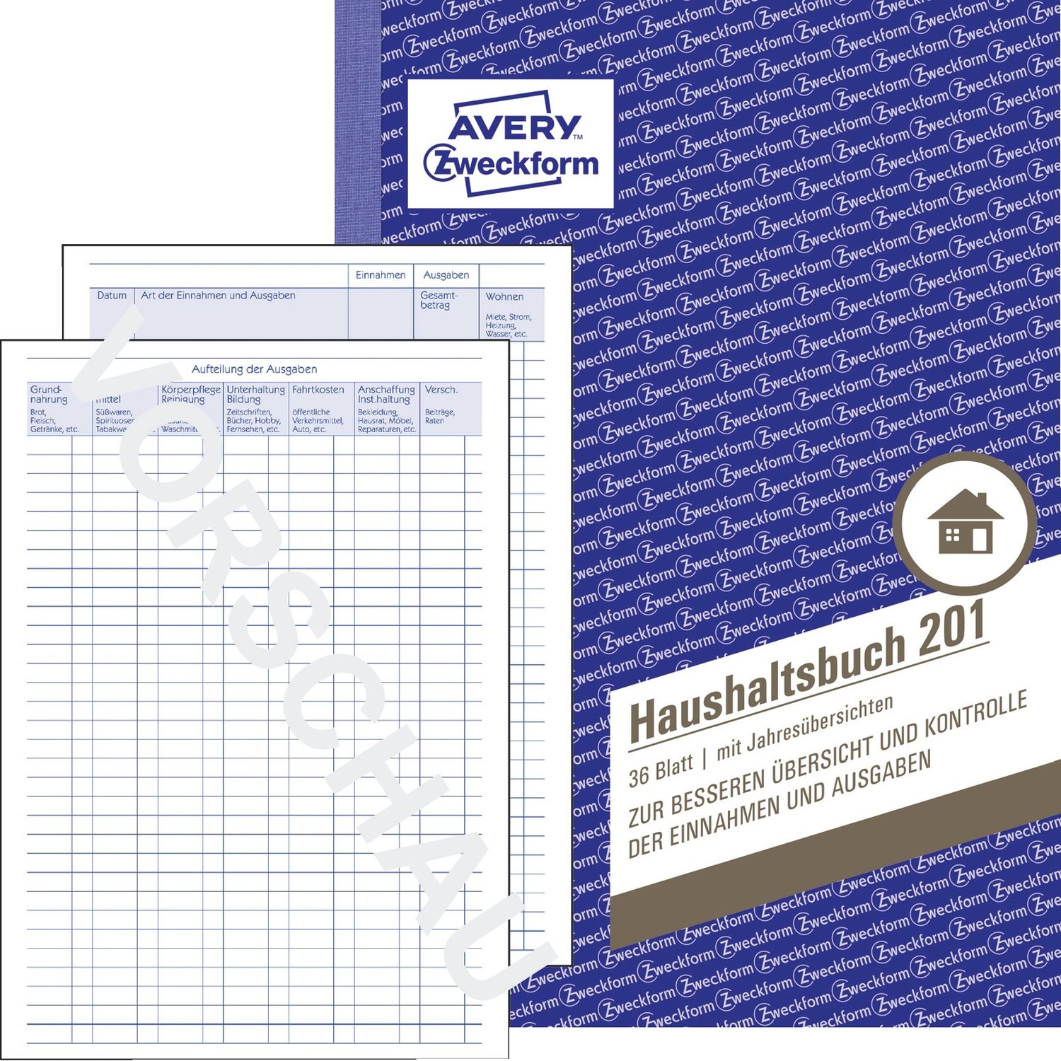 201 Haushaltsbuch, DIN A5, mit Jahresübersicht, 36 Blatt, weiß