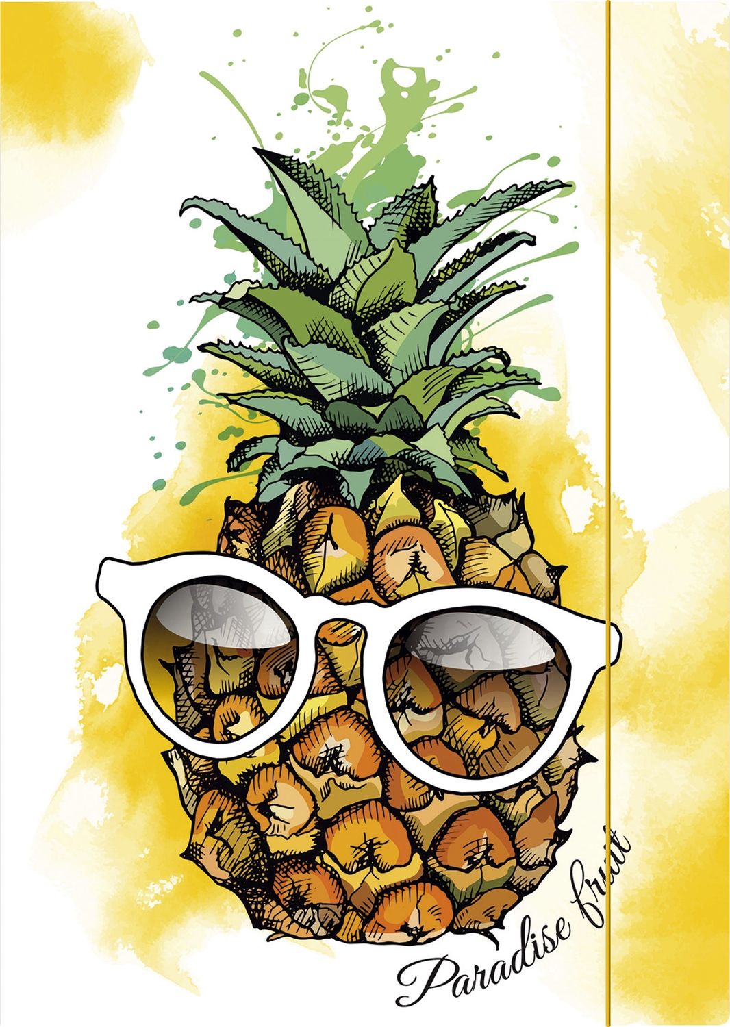 Zeichenmappe "Ananas"- A4, Karton, mit Gummizugverschluss