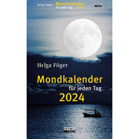 Abreißkalender Heyne 23871 Mondkalender, Jahr 2024, 1 Tag auf 1 Seite, 13,5 x 21,5 cm