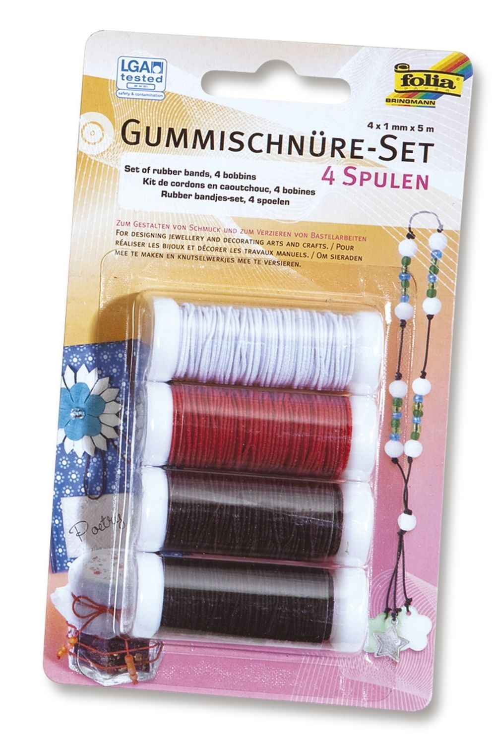 Gummischnüre-Set - 4 Spulen à 5 m, farbig sortiert