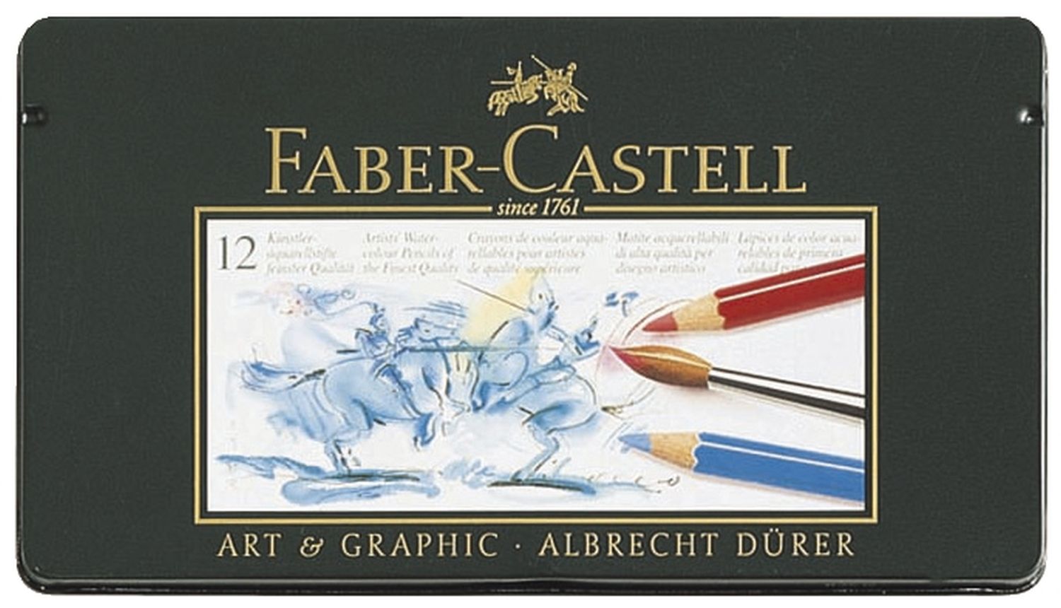 Künstler-Aquarellstift ALBRECHT DÜRER®,12 Farben sortiert im Metalletui