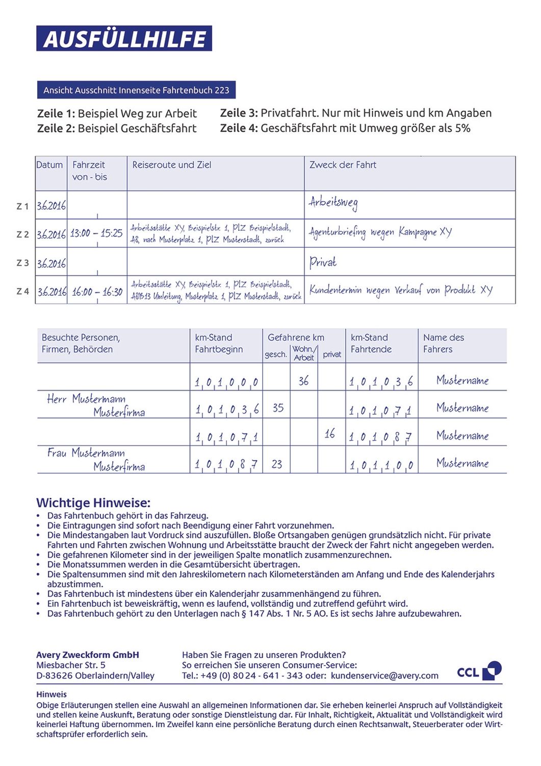 223 Fahrtenbuch - A5, steuerlicher km-Nachweis, 40 Blatt, weiß