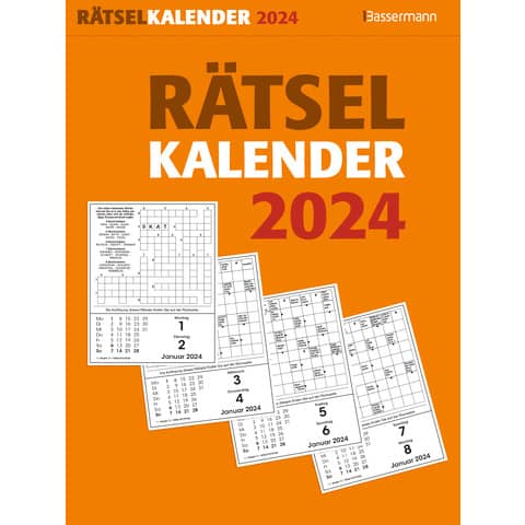 Abreißkalender Bassermann Rätsel 4191, Jahr 2024, 1 Tag auf 1 Seite, 16,5 x 22 cm