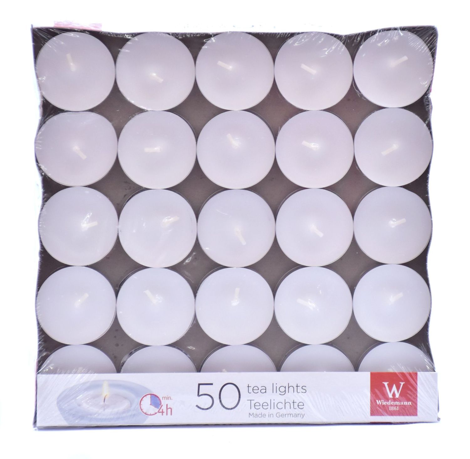 Teelicht  - weiß, 50 Stück, Metallhülle