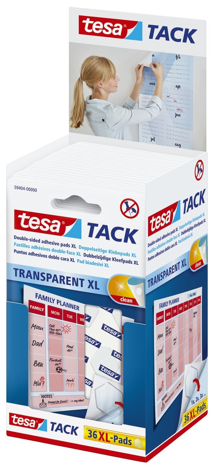 Tack® Klebestücke - 36 Pads XL, ablösbar, transparent