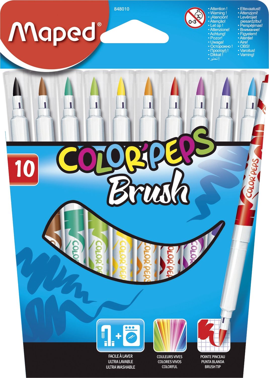 Pinselfilzstift Color'Peps Brush - farbig sortiert, 10 Stück in Blisterschachtel
