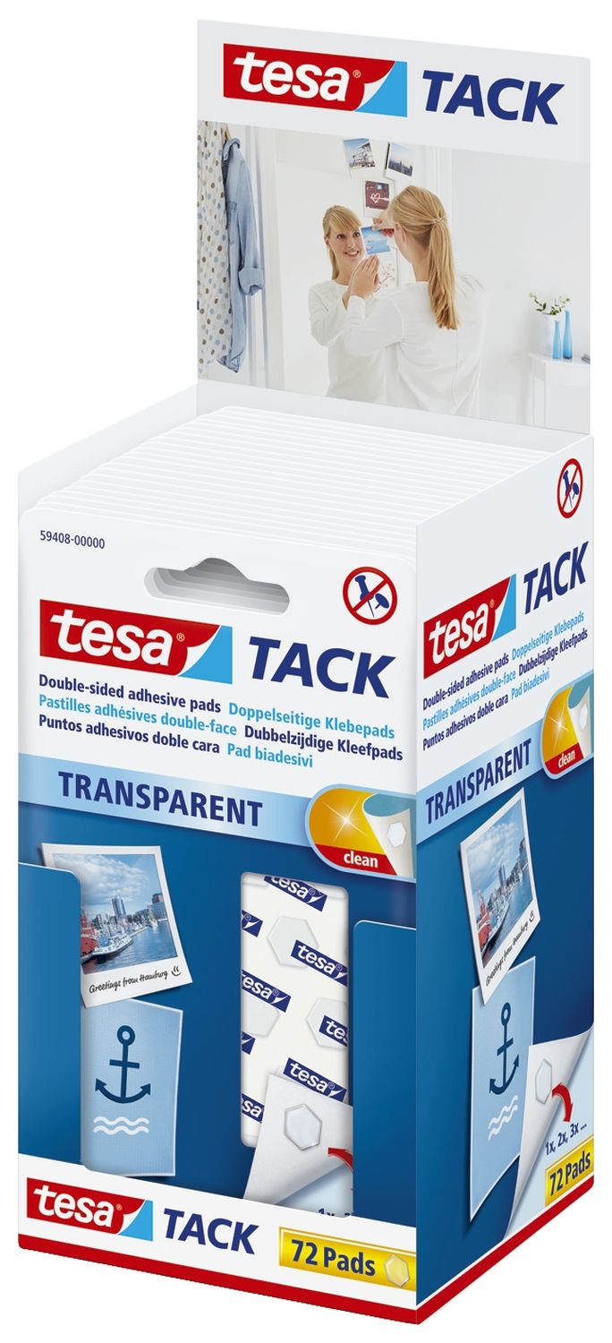 Tack® Klebestücke - 72 Pads, ablösbar, transparent