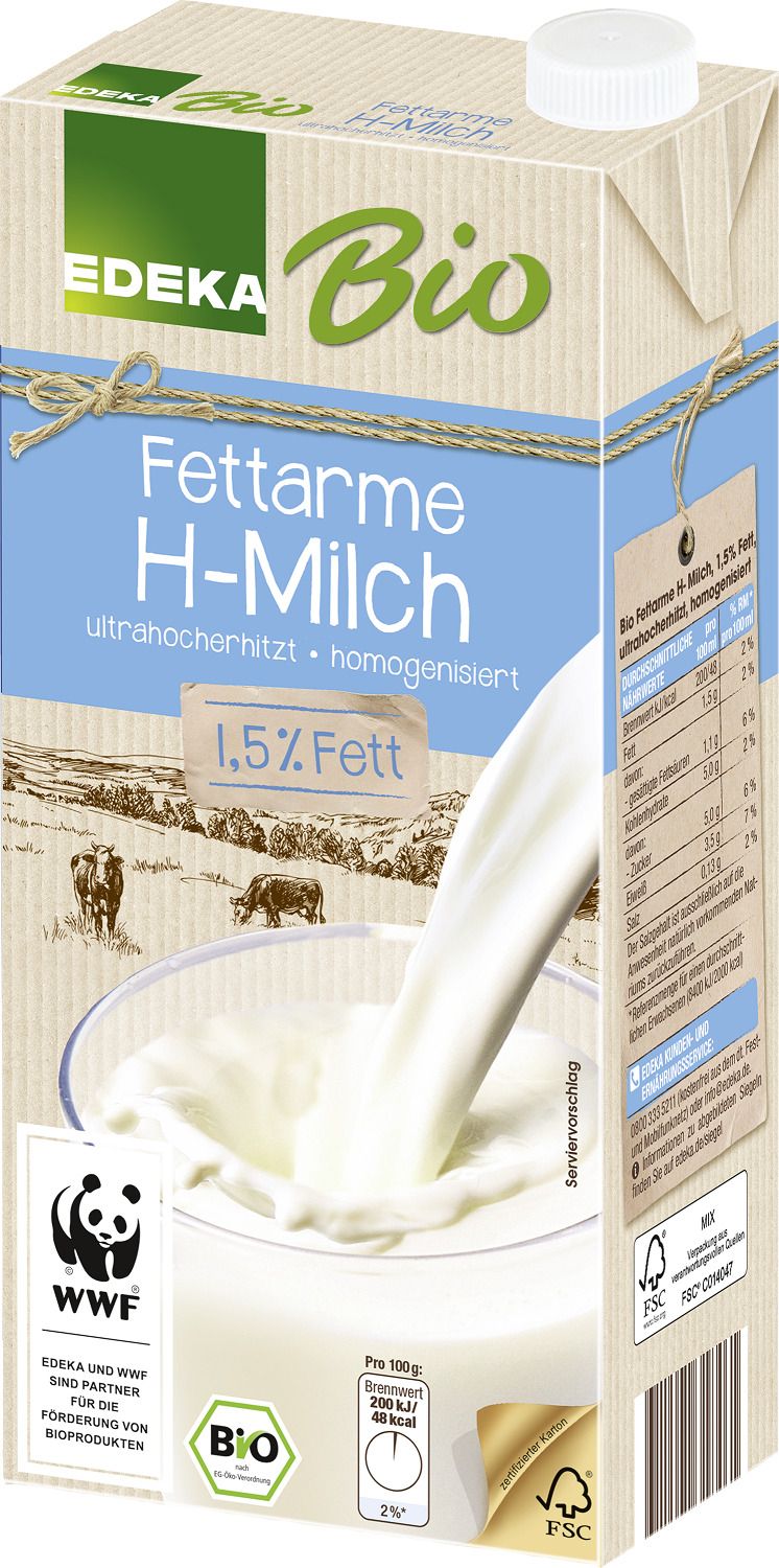 H-Milch Bio - 1,5% fettarm 12x 1 Liter