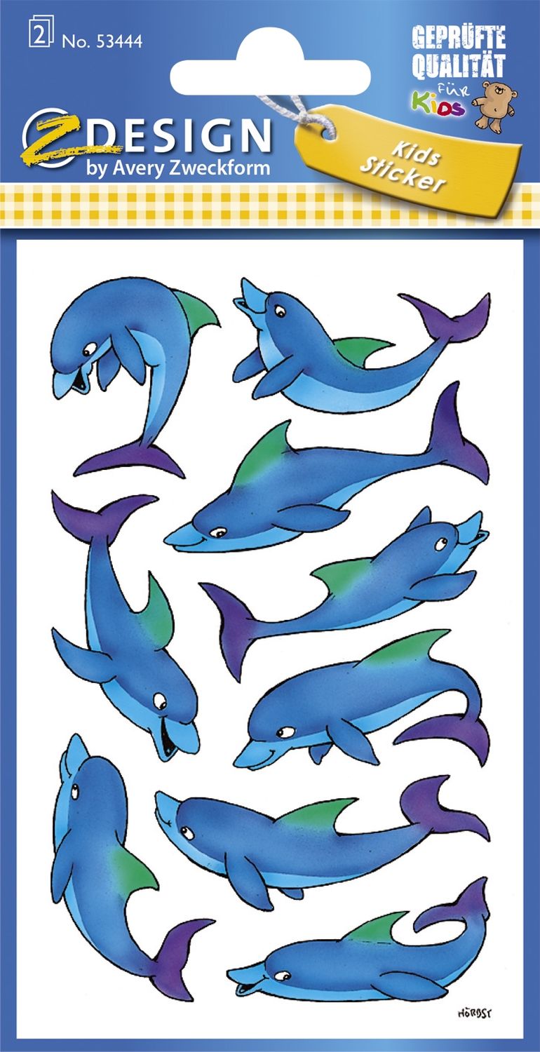 Z-Design 53444, Kinder Sticker, Delfine, 2 Bogen/18 Sticker