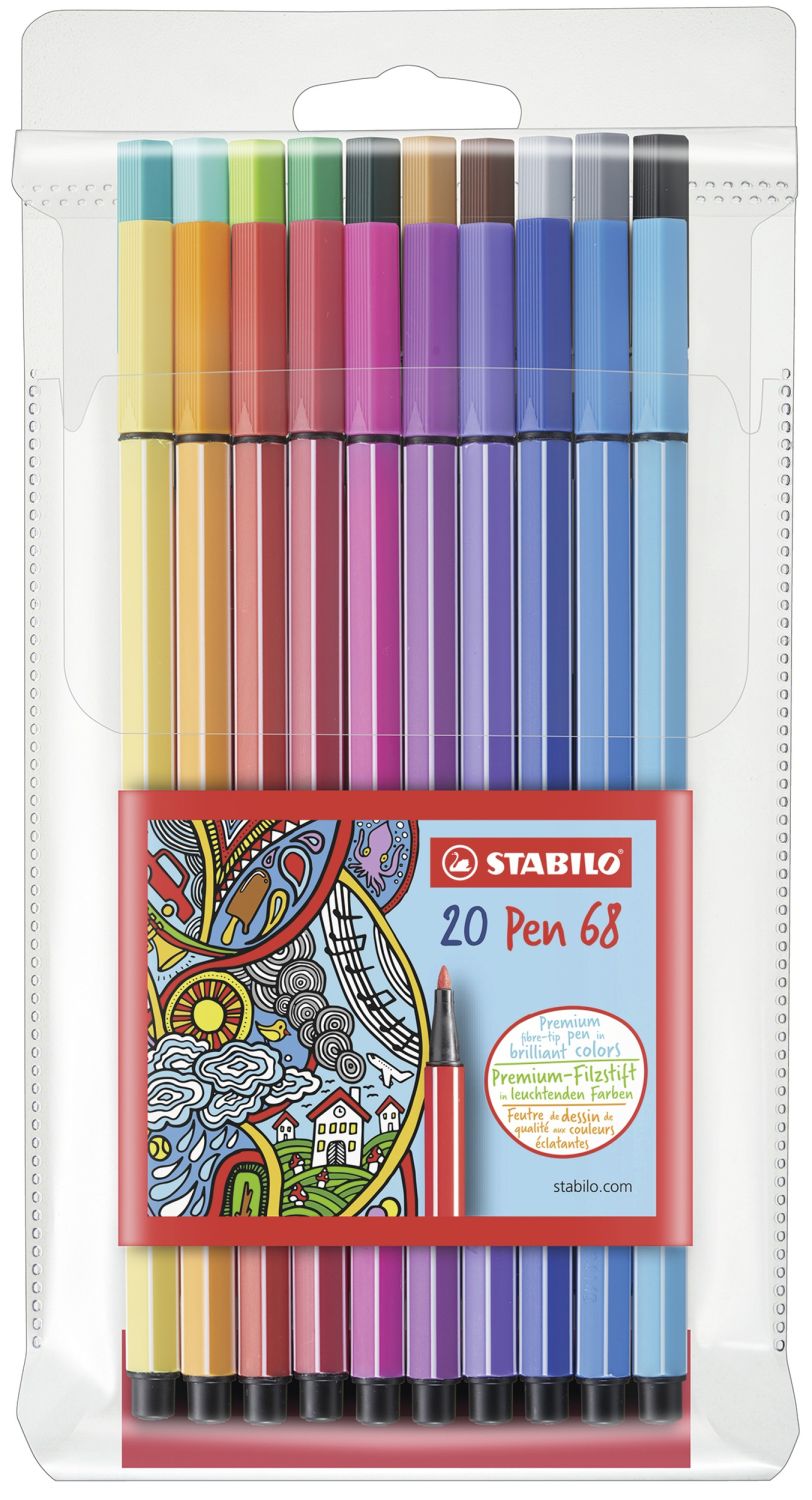 Premium-Filzstift - Pen 68 - 20er Pack - mit 20 verschiedenen Farben