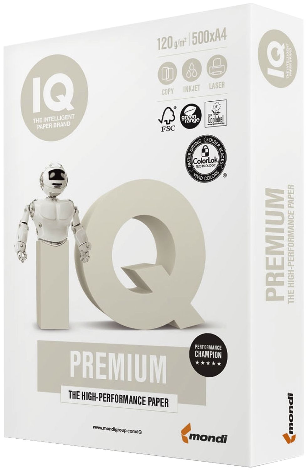 Kopierpapier IQ selection premium 2100004946, DIN A4, 120 g/qm, weiß, 500 Blatt