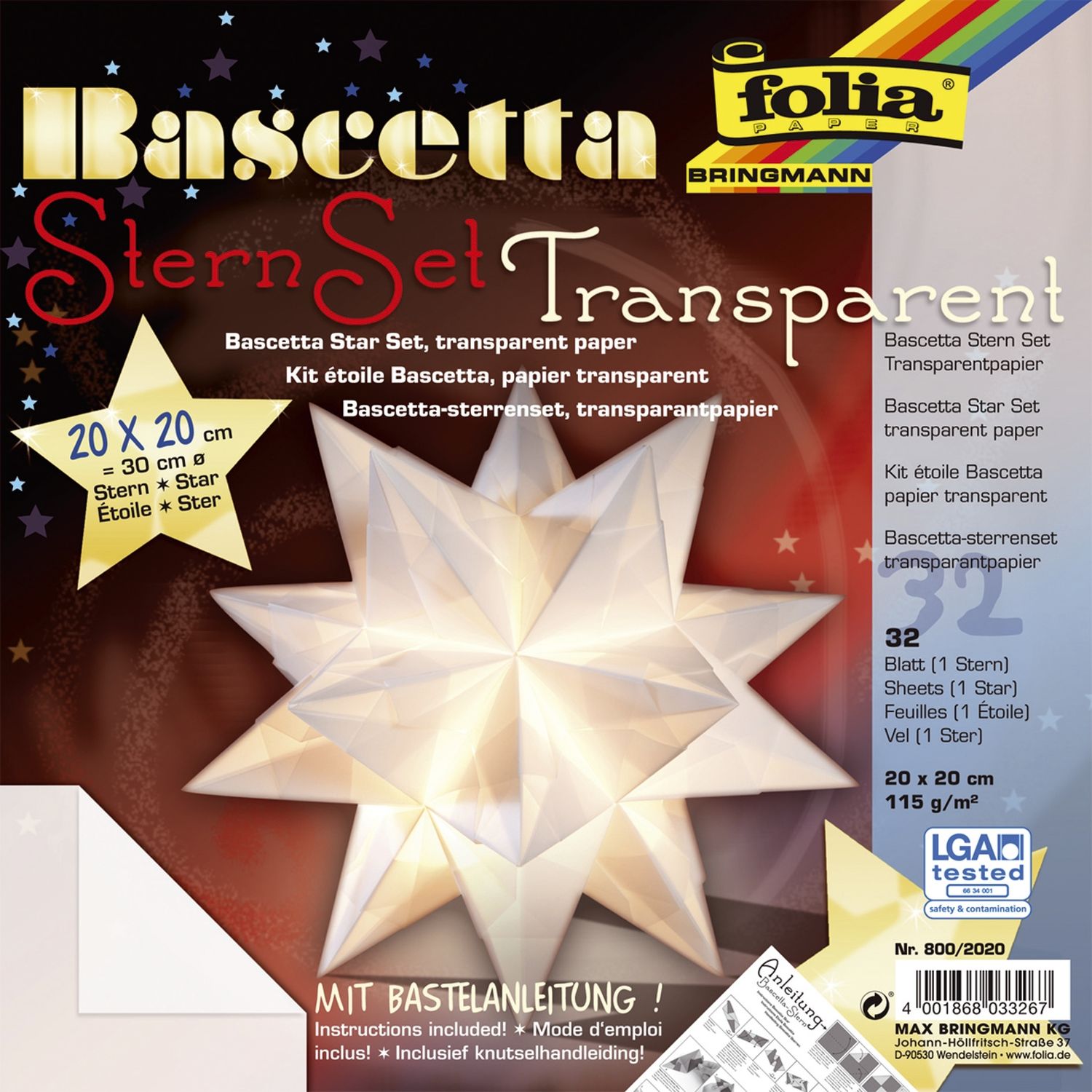 Bascetta Stern - weiß, transparent, Ø 30 cm