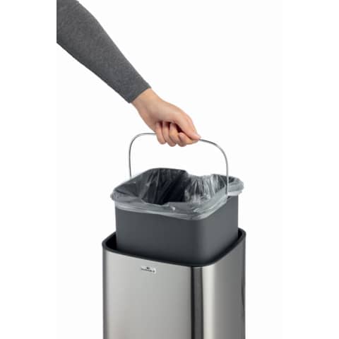 Mülleimer Durable NO TOUCH 342123, automatisch öffnet u. schließend, 12 Liter, Edelstahl, silber