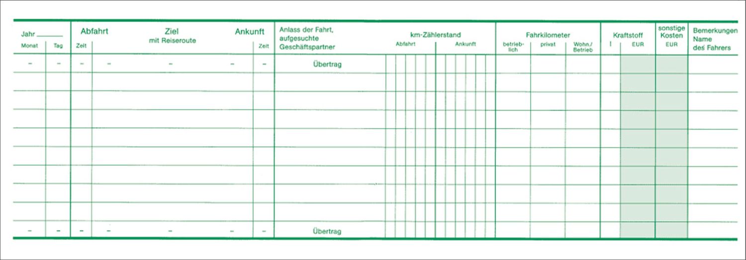 Fahrtenbuch für Pkw - 64 Seiten, A6 quer