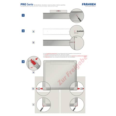 Whiteboard Franken PRO Emaille SC8210, 300 x 120 cm, emailliert, Alurahmen, senk- oder waagerechte Wandbefestigung