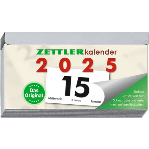 Abreißkalender Zettler 312, 602620, Jahr 2025, 11 x 6 cm quer, 1 Tag auf 1 Seite,