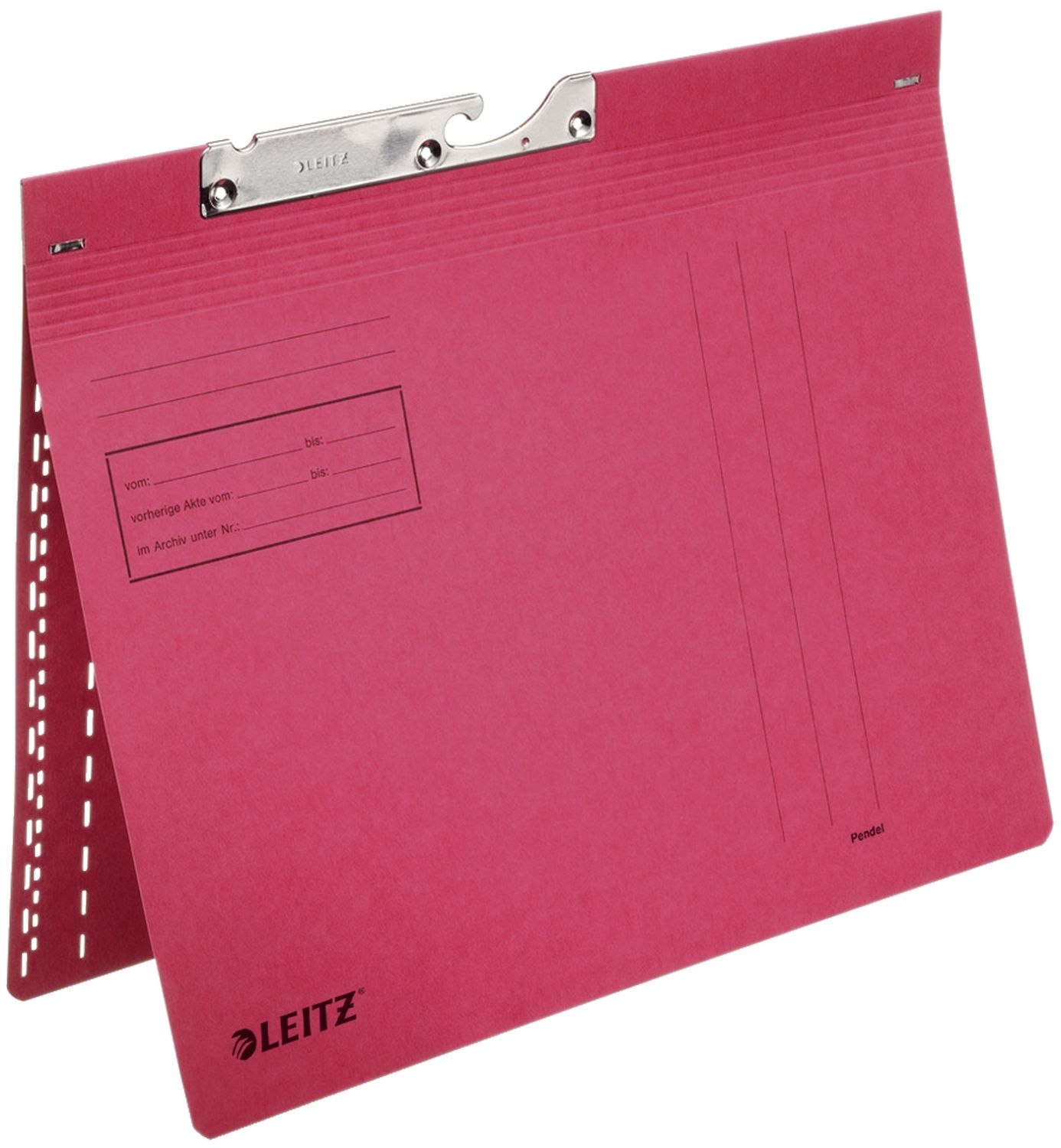 Pendelhefter Leitz 2014-00-25, DIN A4, kaufmännische Heftung, Manilakarton (RC), rot