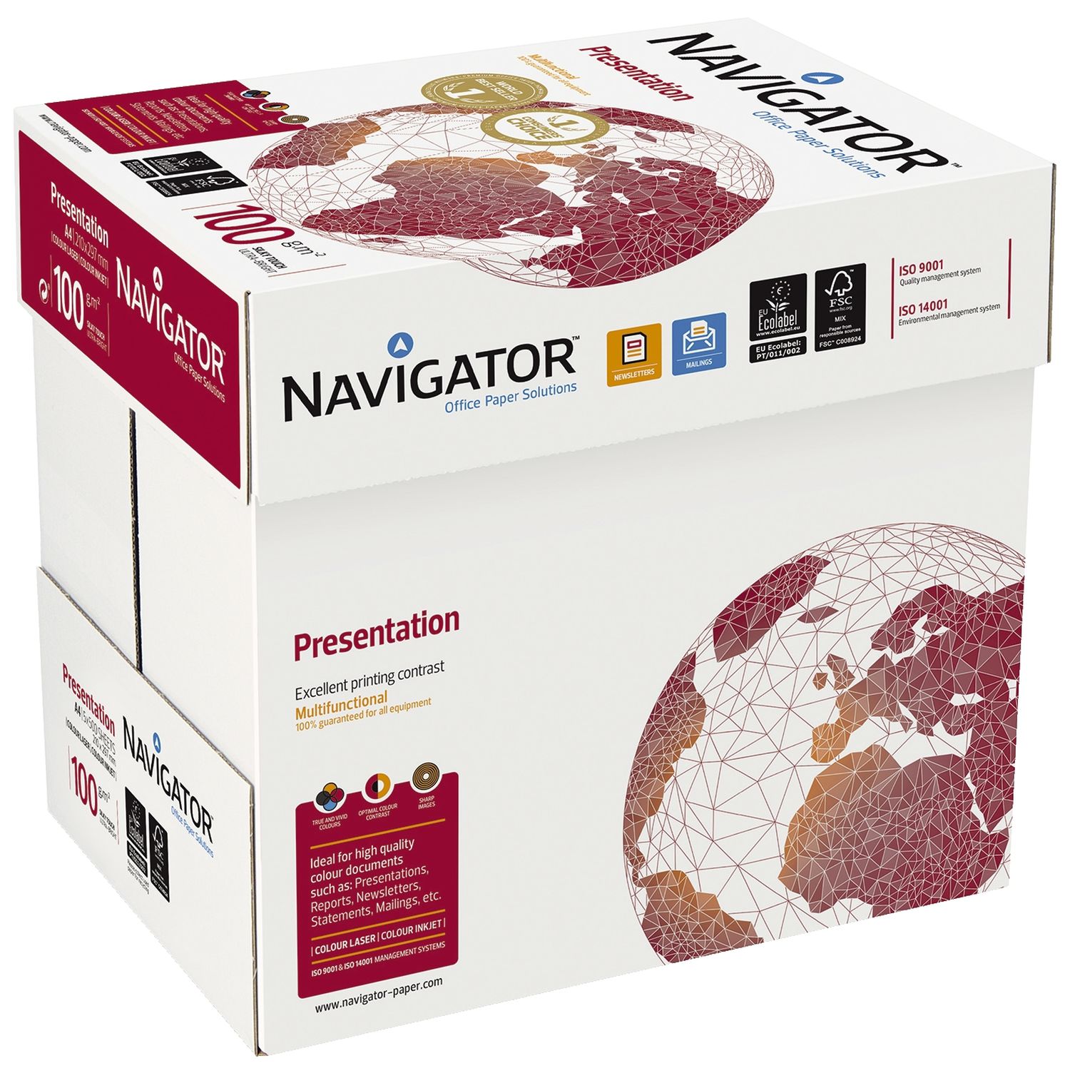 Kopierpapier Navigator Presentation 82437A10B, DIN A4, 100 g/qm, weiß, 500 Blatt