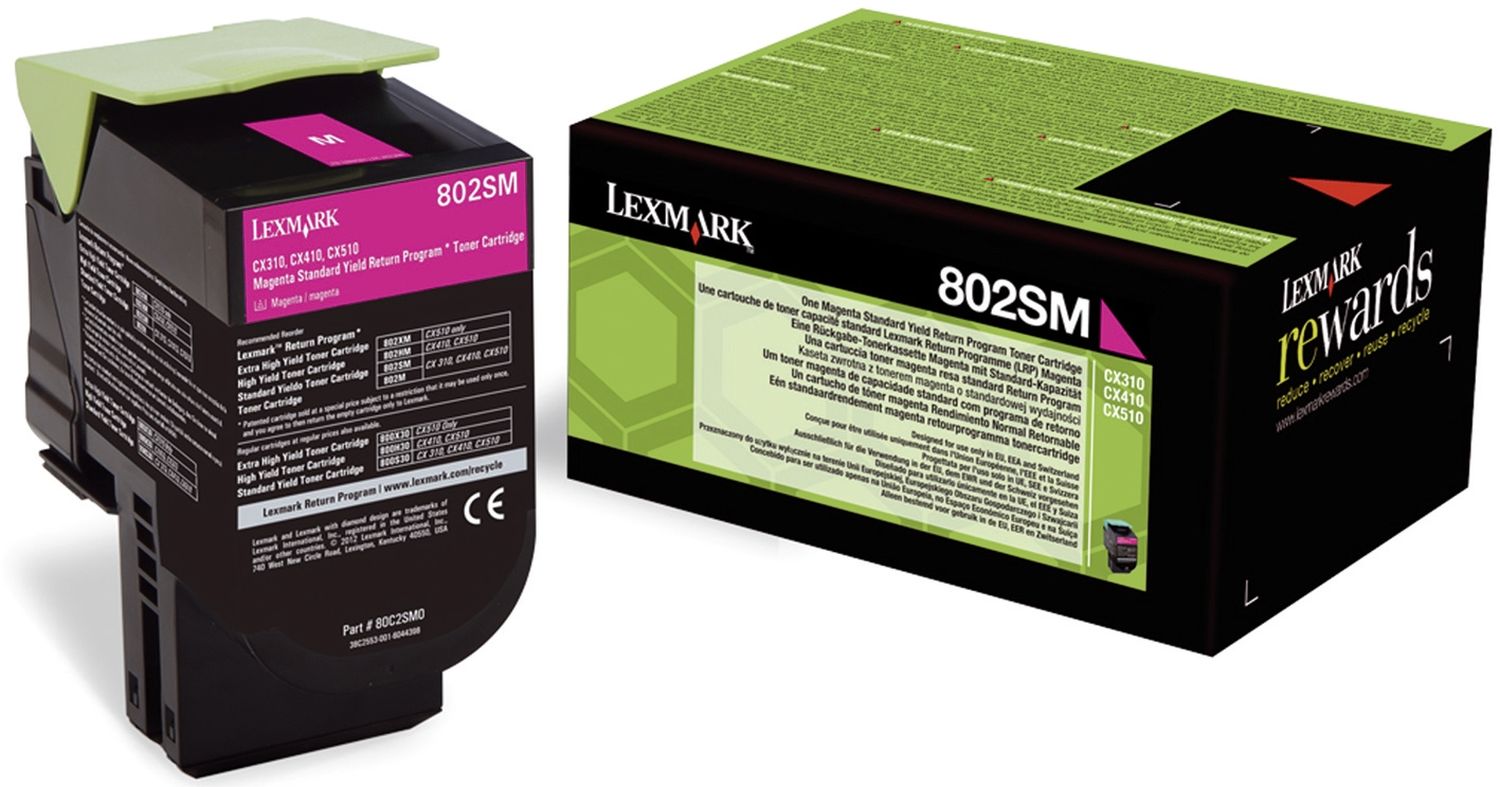 Original Lexmark Toner-Kit magenta return program (0080C2SM0,080C2SM0,80C2SM0,802SM,NO802SM)