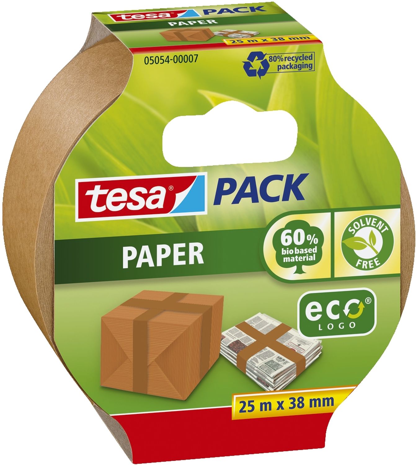 Packband tesa® ecoLogo 05054, Papier, 38 mm x 25 m, braun
