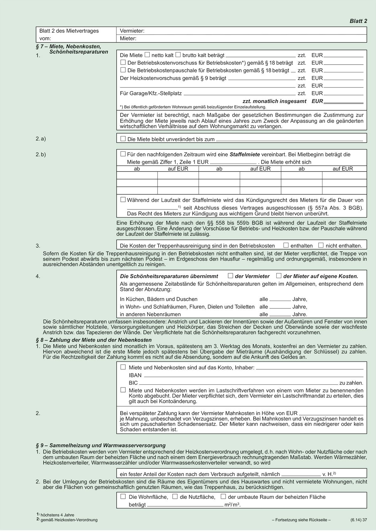 Universal-Mietverträge für Wohnungen - SD, Übergabeprotokoll, 4x2 Blatt, A4