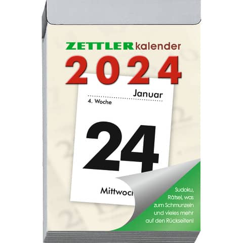 Abreißkalender Zettler 304, 602292, Jahr 2024, 1 Tag  auf 1 Seite, 6,5 x 10 cm