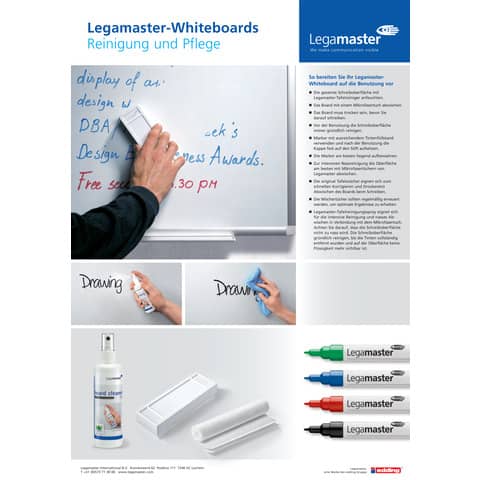 Whiteboard Legamaster Wall-up 7-106121, 119,5 x 200 cm, emalliert, Rahmenlos, senkrechte Wandbefestigung