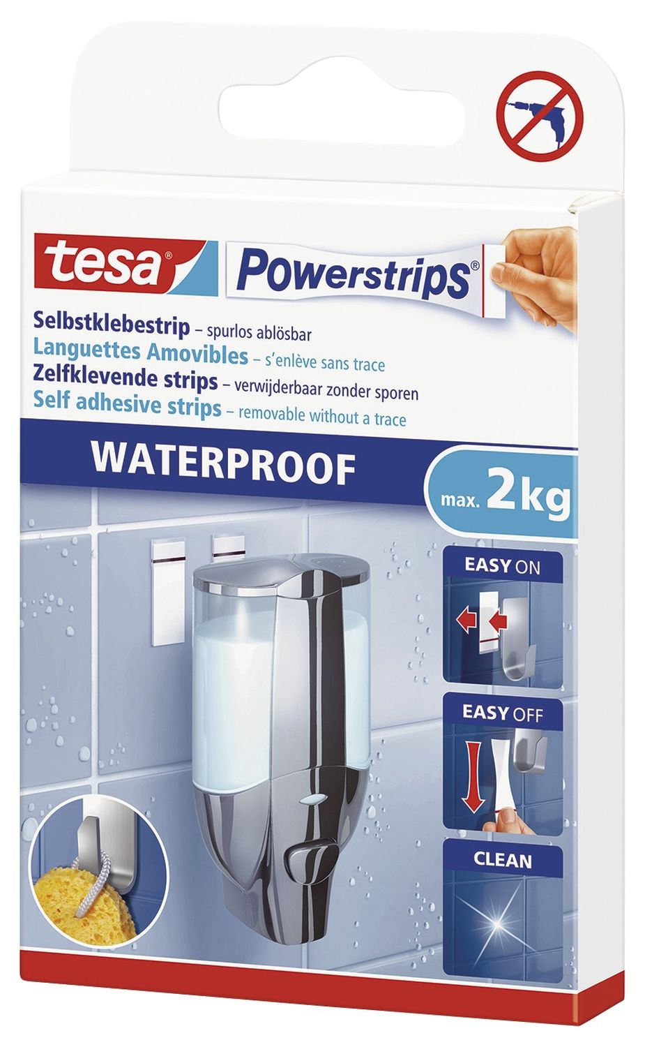 Powerstrips® Waterproof - ablösbar, Tragfähigkeit 2 kg, weiß