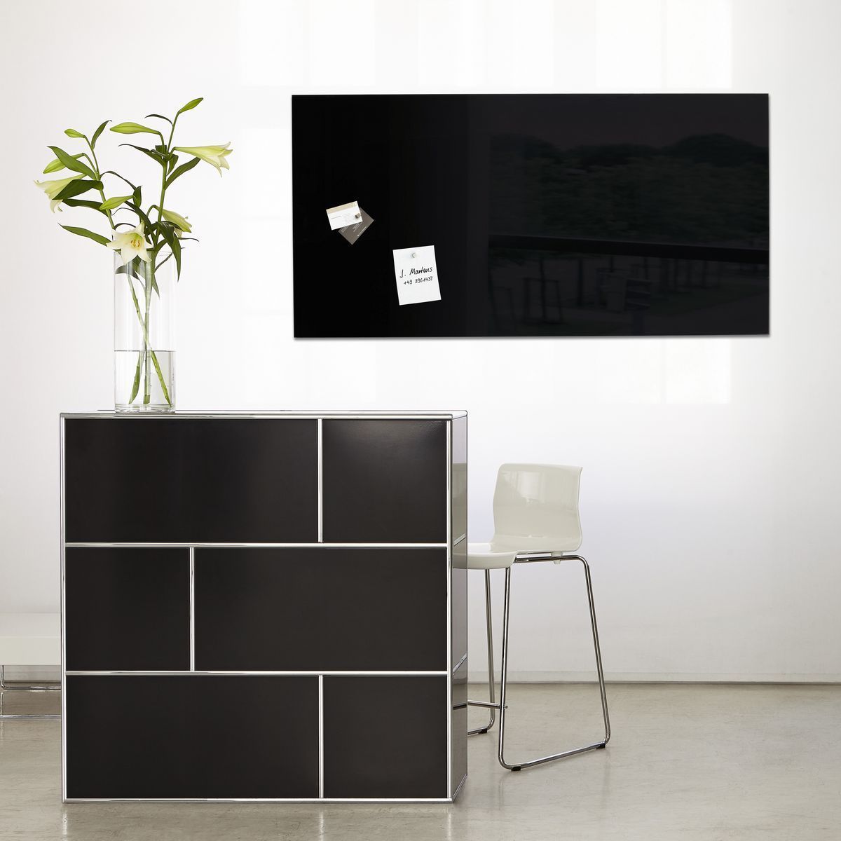 Glas-Magnetboard Artverum - schwarz, 130 x 55 cm, 1 Stück