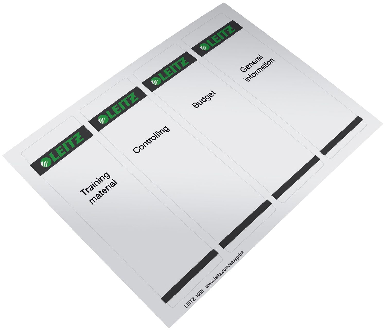 Rückenschild Leitz 1685-00-85, PC-beschriftbare, kurz/breit 61 x 192 mm, 400 Stück, hellgrau