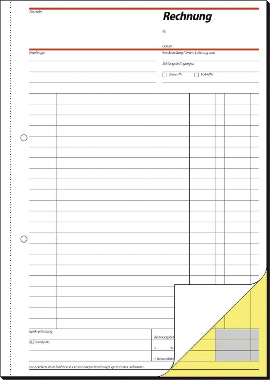 Rechnungen - A4, 1. und 2. Blatt bedruckt, SD, MP, 2 x 40 Blatt