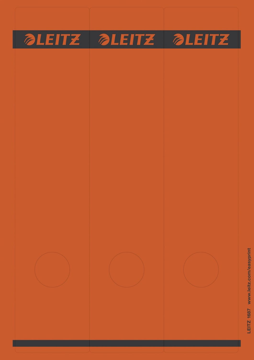 Rückenschild Leitz 1687-00-25, PC-beschriftbare, lang/breit 61 x 285 mm, 75 Stück, rot