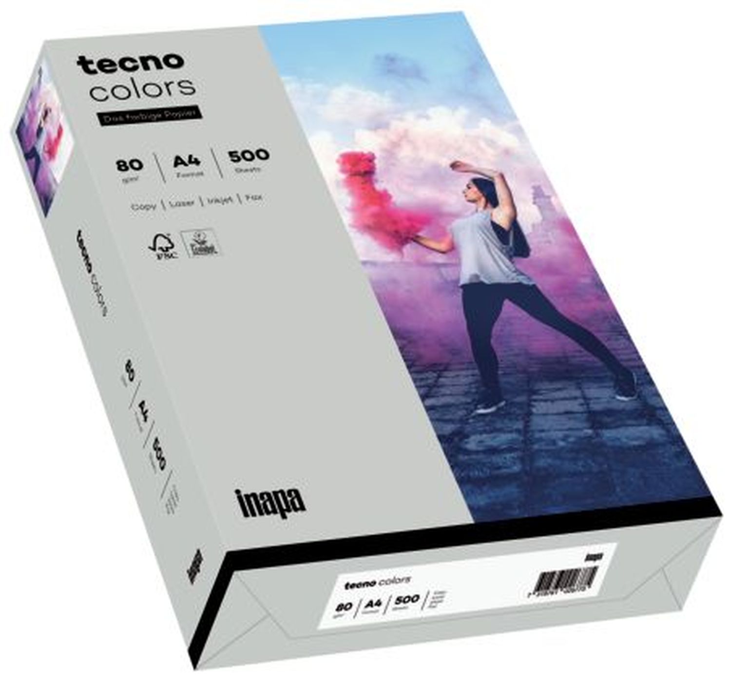 Kopierpapier Inapa tecno® colors 2100011393 DIN A4, 80 g/qm, grau, pastell, 500 Blatt