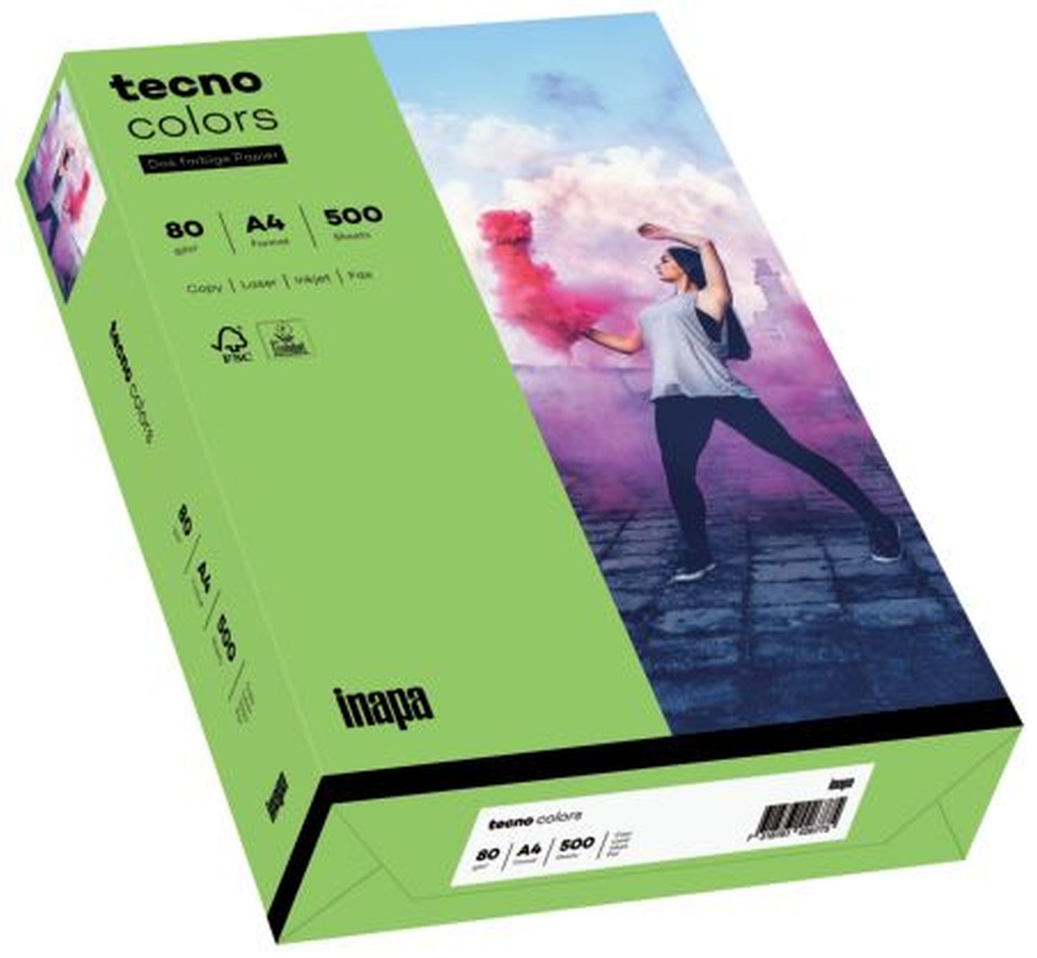 Kopierpapier Inapa tecno® colors 2100011394 DIN A4, 80 g/qm, grün, Intensiv, 500 Blatt