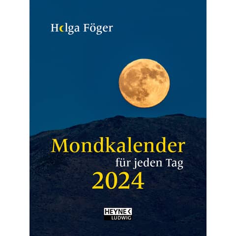 Taschenkalender Heyne 23873 Mondkalender, Jahr 2024, DIN A6 (10,5 x 14 cm), 1 Tag auf 1 Seite