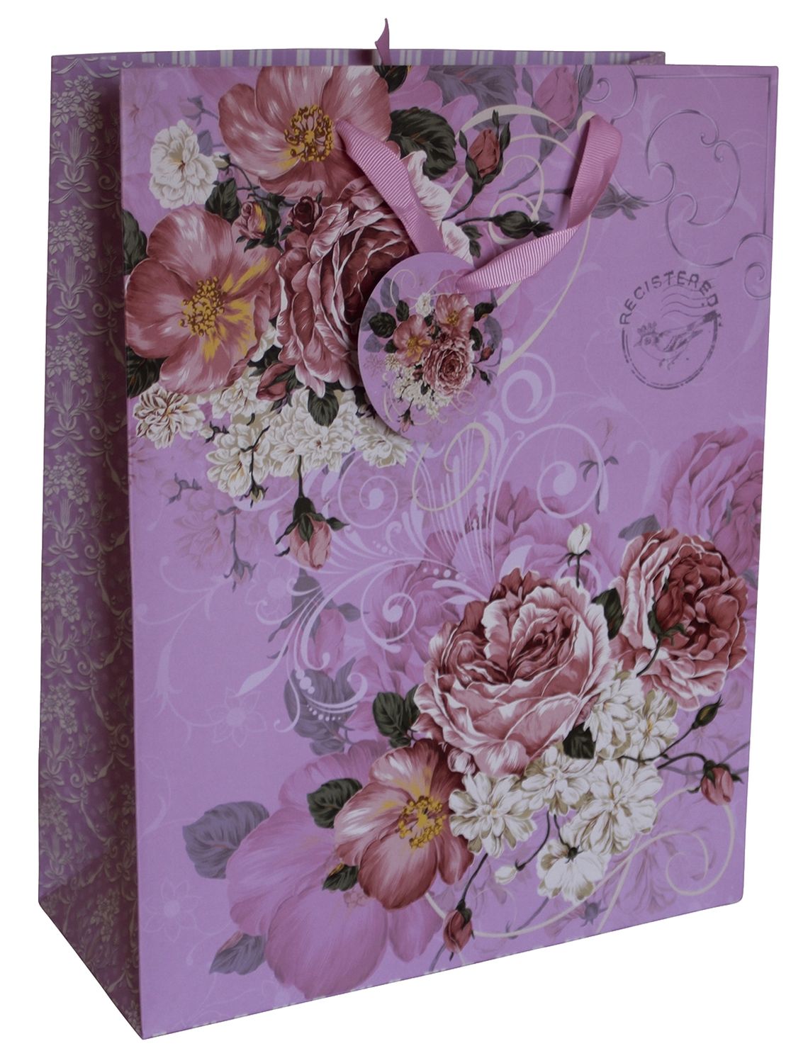 Geschenktragetasche Blume - 26 x 33 x 11 cm, rosa