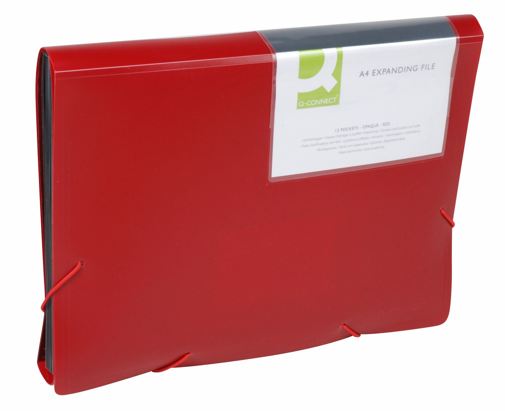 Fächermappe Q-Connect® KF01274 mit 13 Fächern, DIN A4, 250 Blatt, PP, rot