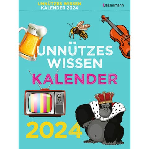 Abreißkalender Bassermann Unnützes Wissen 4196, Jahr 2024, 1 Tag auf 1 Seite, 16,5 x 22 cm