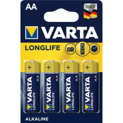 Batterien Varta Longlife Power AA 4106, Mignon, R6, LR06, 1,5 V, 4 Stück