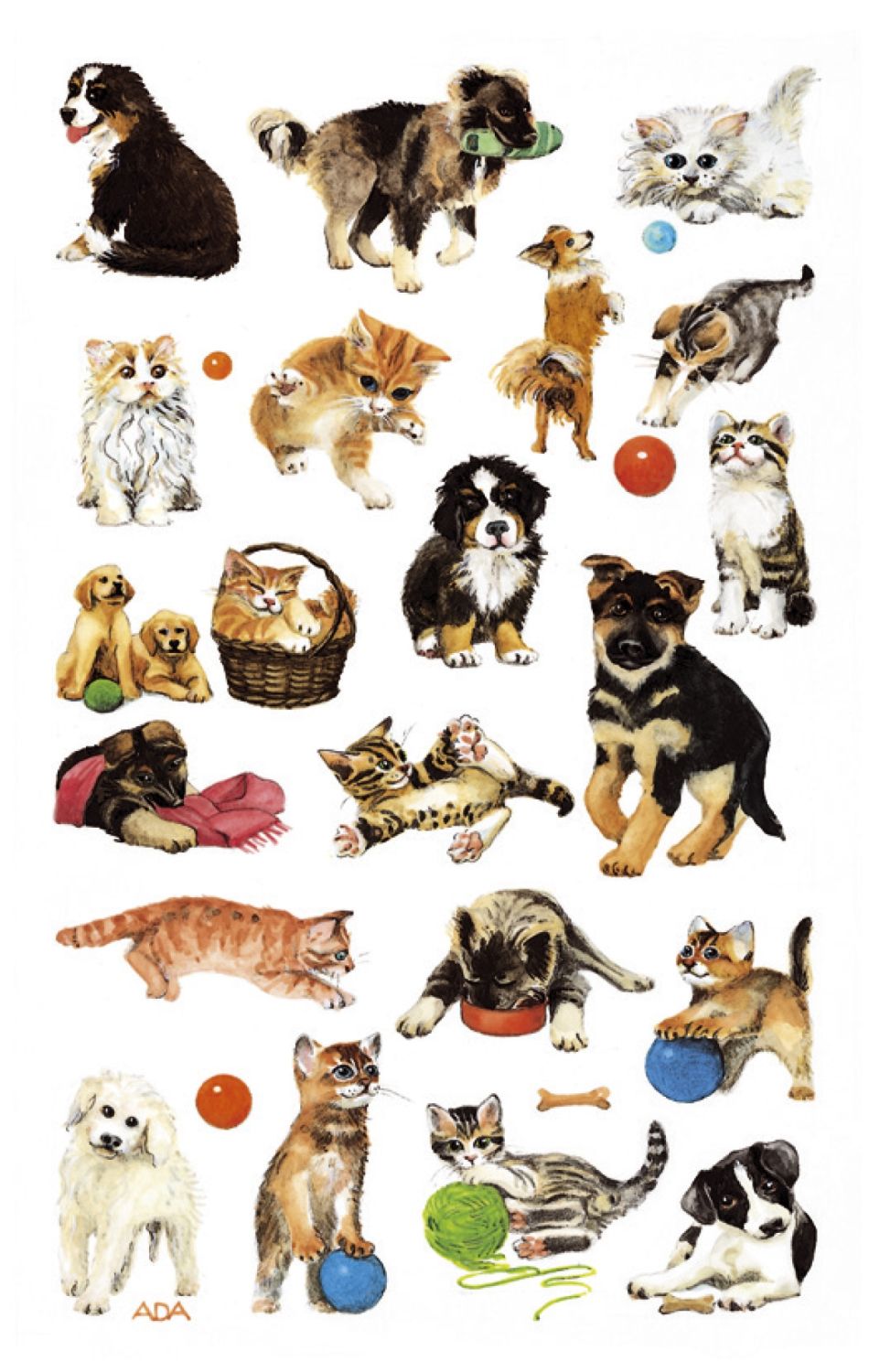 Z-Design 53487, Kinder Sticker, Katzen, Hunde, 3 Bogen/63 Sticker