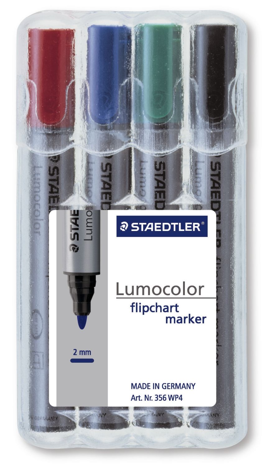 Lumocolor® 356 B flipchart marker - Keilspitze, 4 Farben sortiert